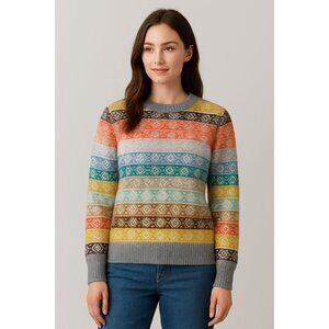 Gap Womens Fair Isle Wool Blend Sweater Multicolor Stripes Size S